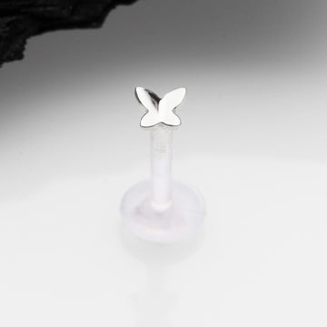 Detail View 1 of 14 Karat White Gold Push-In Dainty Butterfly Top Bio-Flex Labret